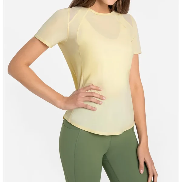 Top Women Sport Crop T-shirt Yoga Gym Shirts Women's Short Sleeve Top Outdoor Jogging Fitness Breathable Quick Drying Sportswear