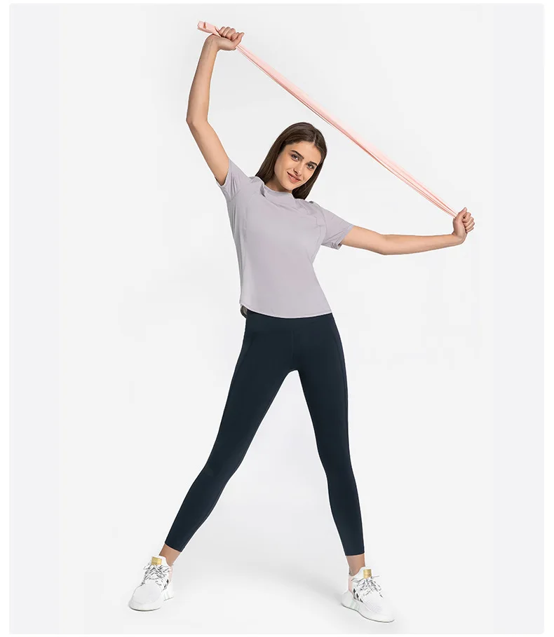 Top Women Sport Crop T-shirt Yoga Gym Shirts Women's Short Sleeve Top Outdoor Jogging Fitness Breathable Quick Drying Sportswear - Image 2