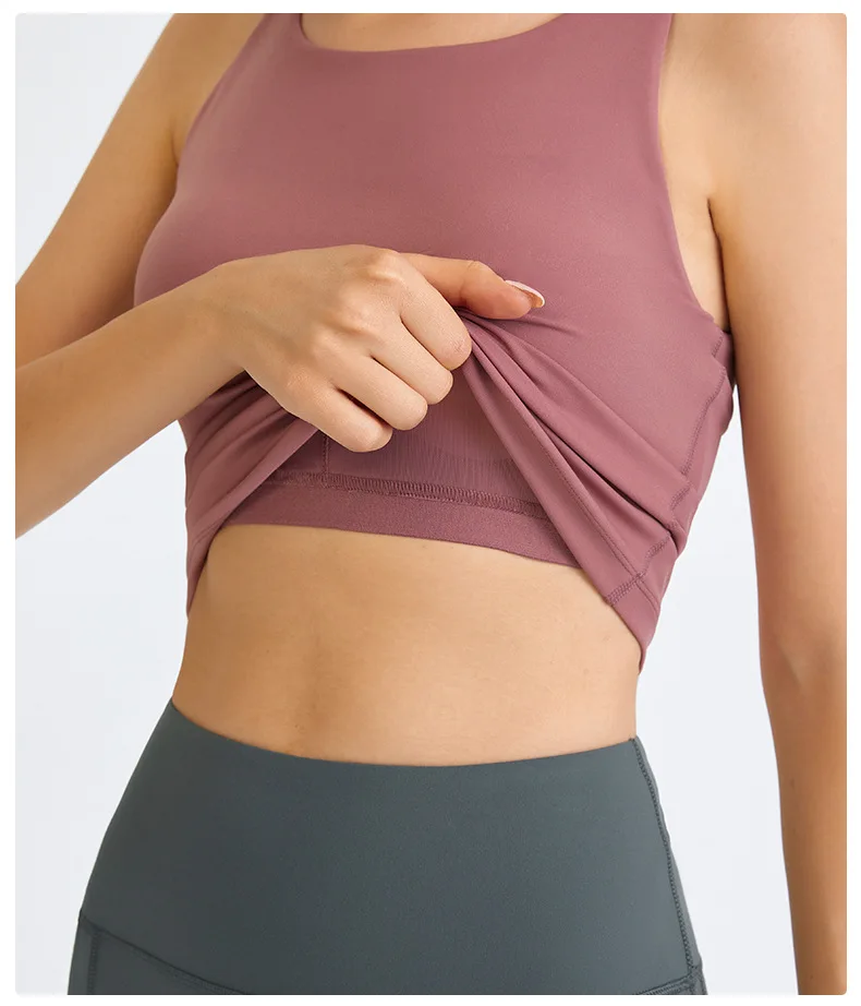 Somatic YOGA Wear Yoga Top Women Tank Top Gym Sports Top Fitness Workout Underwear Vest Womens Clothing Long Style Jogging Bra with Chest Pad - Image 5