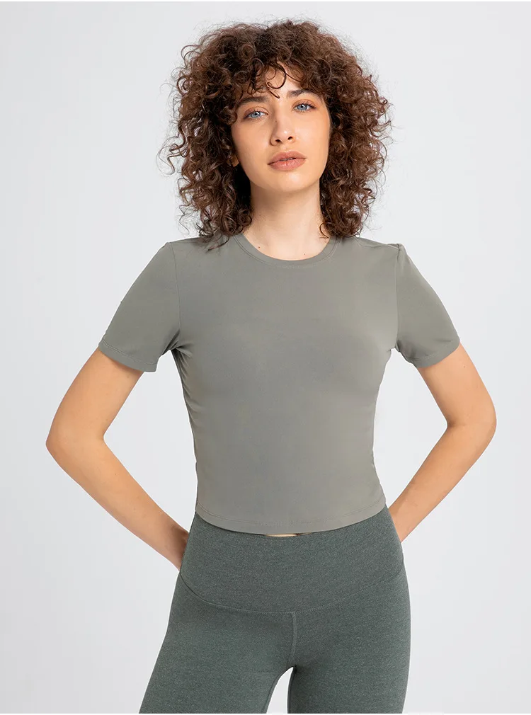 Somatic YOGA Wear Top Women Gym Shirts Women's Short Sleeve Top Yoga Fitness Sport Crop T-shirt Sportswear Outdoor Leisure Womens Clothing - Image 3