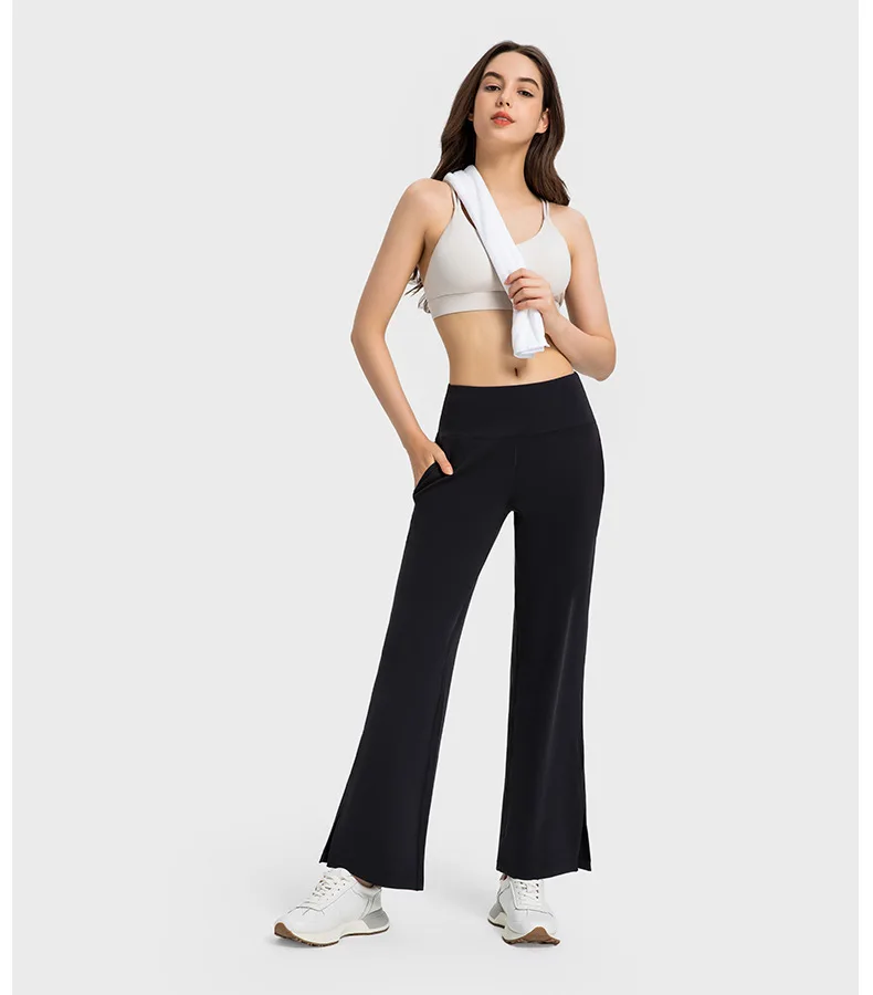 Womens Clothing Outdoor Jogging Flowing Yoga Sport Gym Workout Wide-Leg Women's Pants Sportswear High Waist Tights Bell-Bottoms Leggings - Image 5