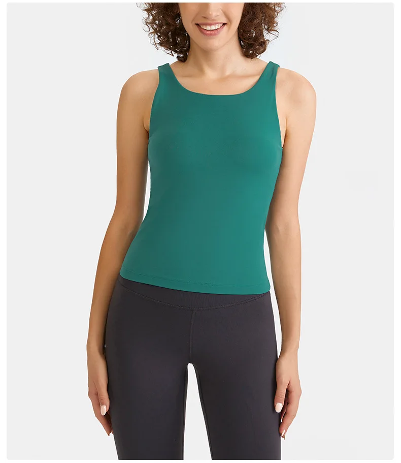 Somatic YOGA Wear Yoga Top Women Tank Top Gym Sports Top Fitness Workout Underwear Vest Womens Clothing Long Style Jogging Bra with Chest Pad