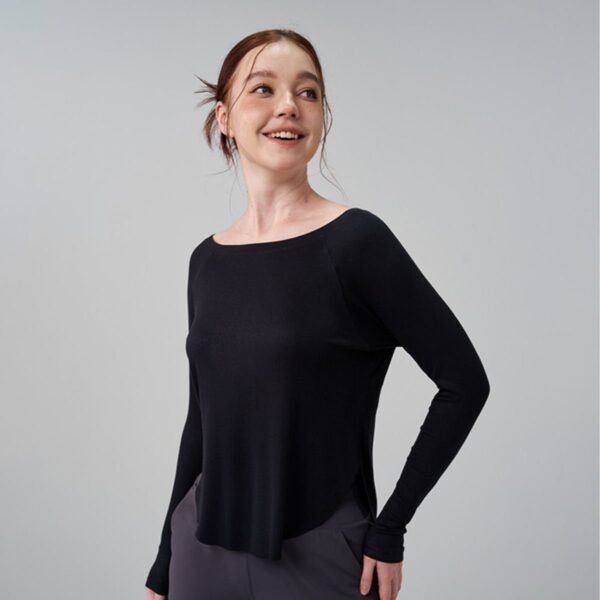 Women Modal Loose Yoga Off-the-shoulder T-Shirt Long Sleeves Top Casual Gym Autumn