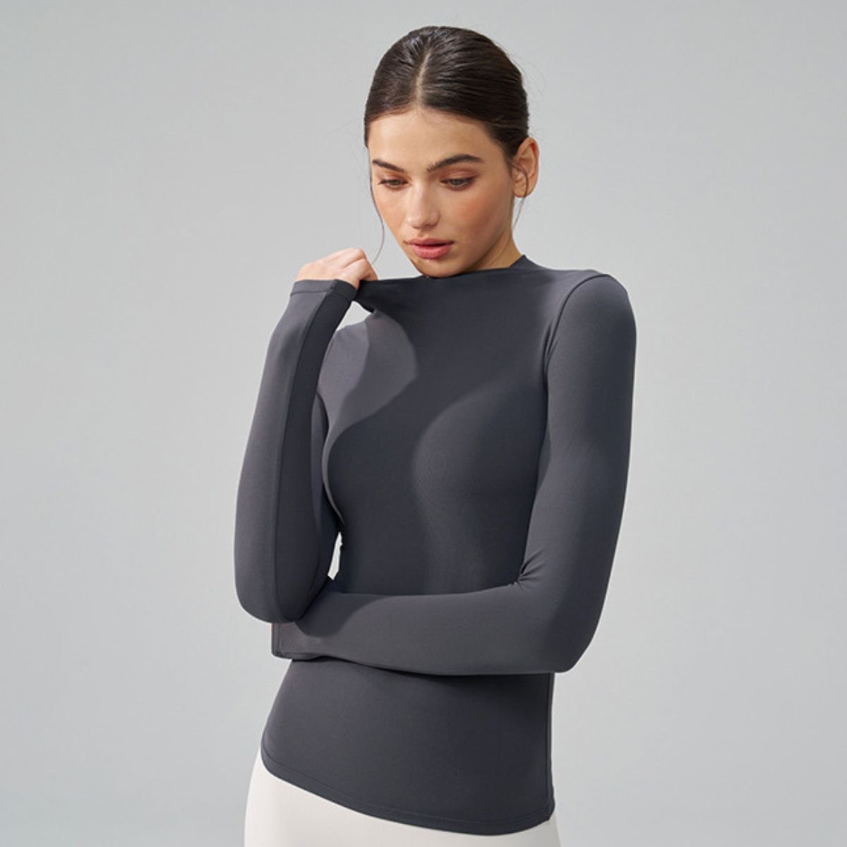 Autumn winter high neck blazer Yoga Top tight breathable Pilates stretch Yoga fitness long sleeves Shirt workout exercise - Image 2