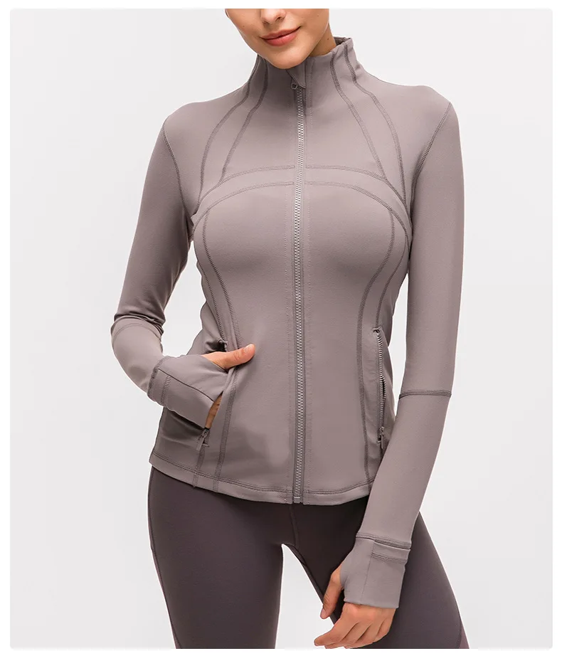 Jackets Women's Jacket Gym Autumn and Winter Outerwear Nylon Stretch Zipper Running Following Yoga Jogging Long-sleeved Top Fleece Jacket - Image 6