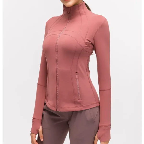Jackets Women's Jacket Gym Autumn and Winter Outerwear Nylon Stretch Zipper Running Following Yoga Jogging Long-sleeved Top Fleece Jacket