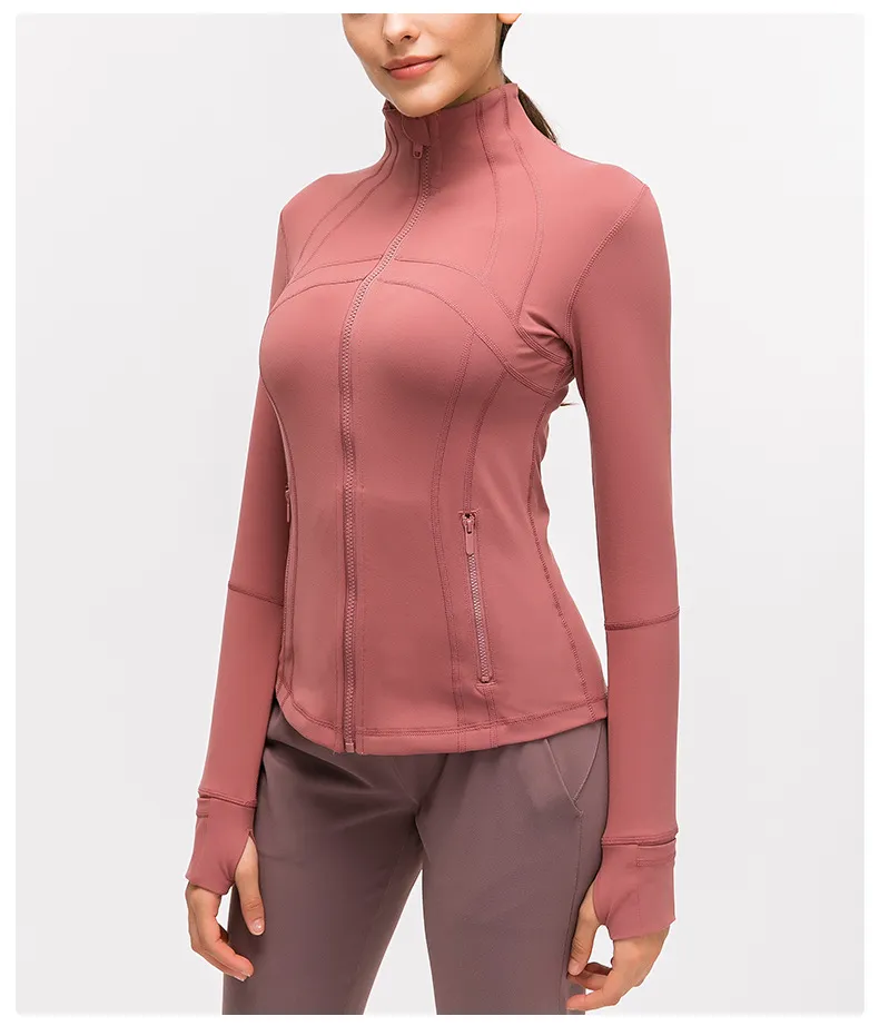 Jackets Women's Jacket Gym Autumn and Winter Outerwear Nylon Stretch Zipper Running Following Yoga Jogging Long-sleeved Top Fleece Jacket