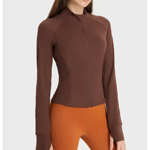 Somatic YOGA Wear Nylon Stretch Track Jacket Gym Fitness Sport Top High Elasticity Long Sleeves Zipper Motorcycle Jacket Coat Sportswear