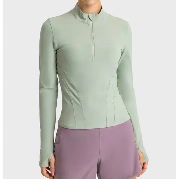 Somatic YOGA Wear Women's Long Sleeve Top Gym Shirts Yoga Fitness Sport Womens Clothing Sportswear Half Zip Elastic Force Blouse Jacket
