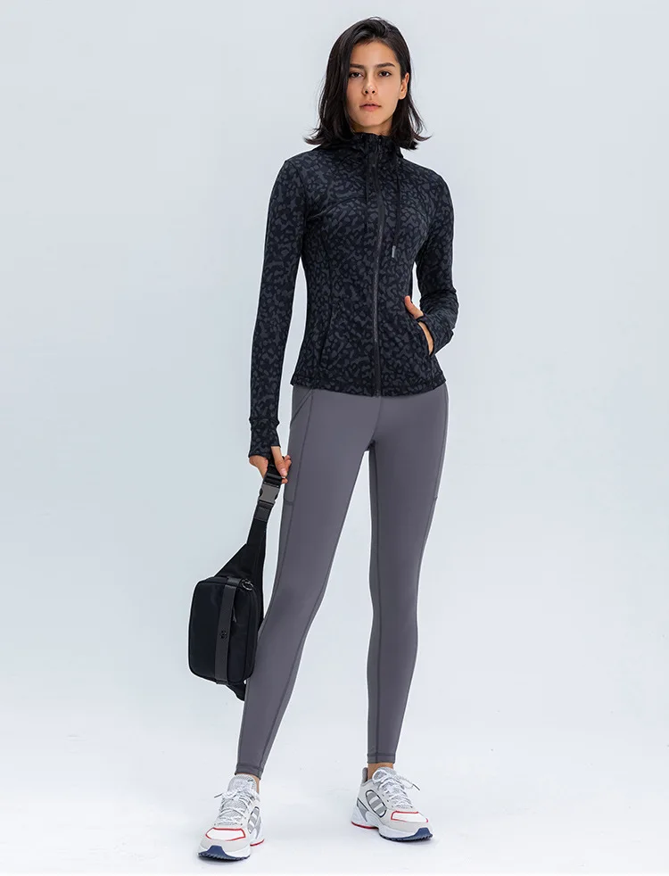 Somatic YOGA Wear Sport Jackets Winter Coat Sport Jacket Hooded Design Women's Autumn Jacket Slim Stretch Print Zipper Yoga Gym Jogging Outerwear - Image 4