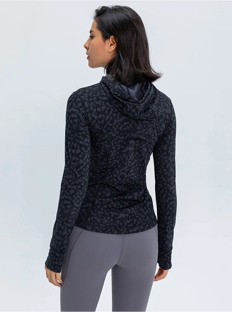 Somatic YOGA Wear Sport Jackets Winter Coat Sport Jacket Hooded Design Women's Autumn Jacket Slim Stretch Print Zipper Yoga Gym Jogging Outerwear - Image 5