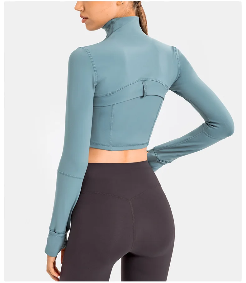 Women's Jacket Outerwear Suit for Fitness Gym Following Yoga Sport Stretch Slim Coat Jackets Stand-up Collar Windproof Zipper Crop Top - Image 2