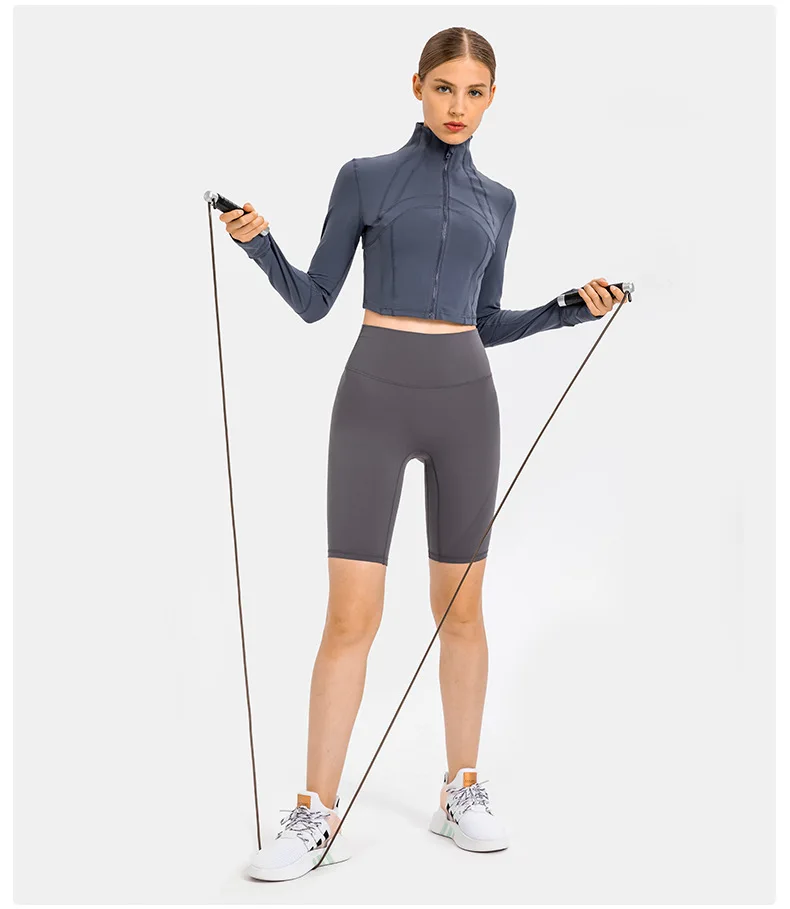 Women's Jacket Outerwear Suit for Fitness Gym Following Yoga Sport Stretch Slim Coat Jackets Stand-up Collar Windproof Zipper Crop Top